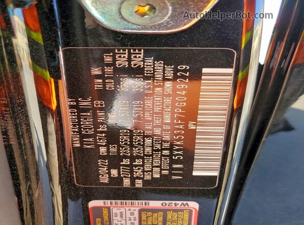 5XYK53AF7PG049229 2023 KIA SPORTAGE Black VIN sticker view