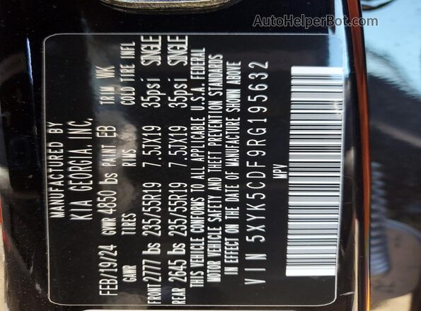 5XYK5CDF9RG195632 2024 KIA SPORTAGE Black Панорамний вид салону 360°