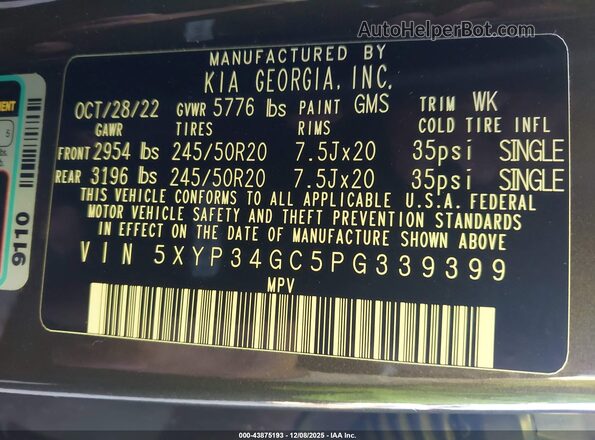 5XYP34GC5PG339399 2023 KIA TELLURIDE Black Widok komory silnika