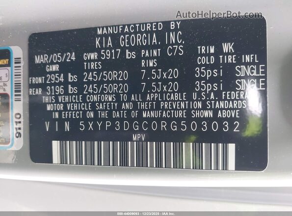 5XYP3DGC0RG503032 2024 KIA TELLURIDE Gray Շարժիչի բաժամունքի տեսք