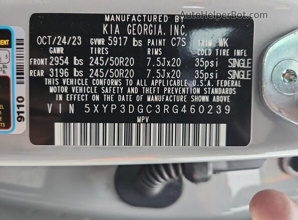 5XYP3DGC3RG460239 2024 KIA TELLURIDE Gray Vista interior de 360 grados