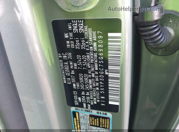 5XYP3DGC7SG698097 2025 KIA TELLURIDE Green ძრავის განყოფილების ხედი