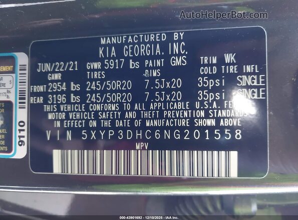5XYP3DHC6NG201558 2022 KIA TELLURIDE Зеленый Вид подкапотного пространства