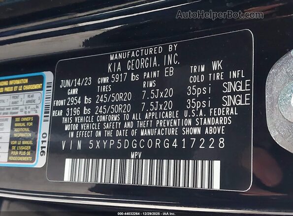 5XYP5DGC0RG417228 2024 KIA TELLURIDE Black 
