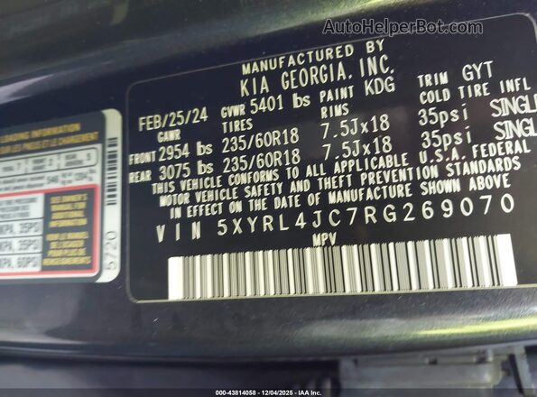 5XYRL4JC7RG269070 2024 KIA SORENTO Gray Շարժիչի բաժամունքի տեսք