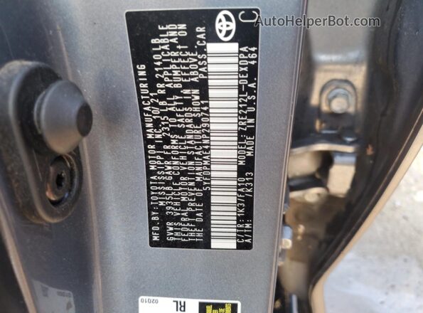 5YFDPMAE4NP290741 2022 TOYOTA LL Blue Widok naklejki z numerem VIN
