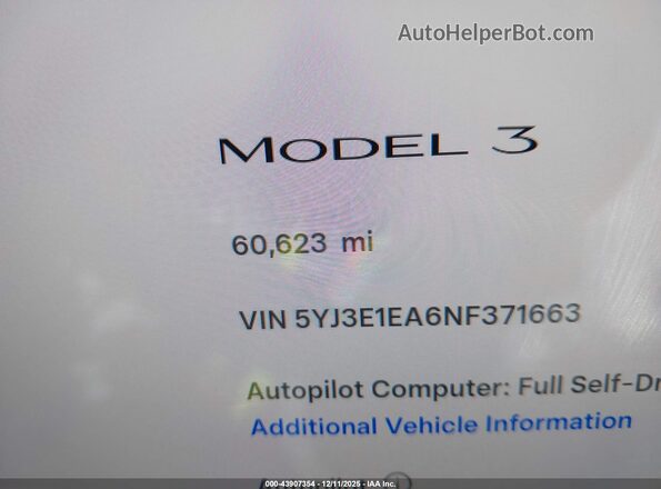 5YJ3E1EA6NF371663 2022 TESLA MODEL 3 Black 
