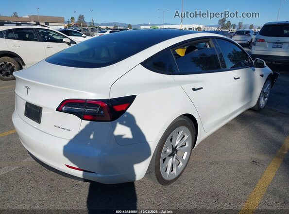 5YJ3E1EB6NF321855 2022 TESLA MODEL 3 White Задня права чверть
