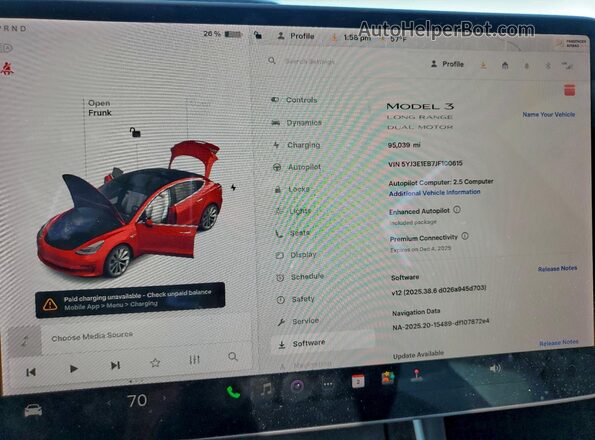 5YJ3E1EB7JF100615 2018 TESLA MODEL Red Vista del cuadro de instrumentos