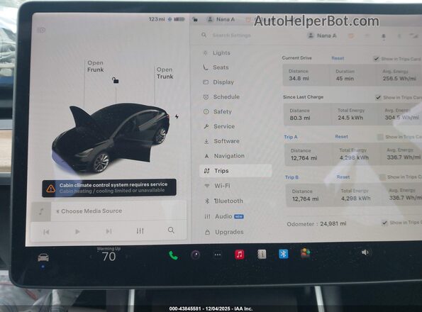 5YJ3E1EB8LF795335 2020 TESLA MODEL 3 Черный Вид задних сидений