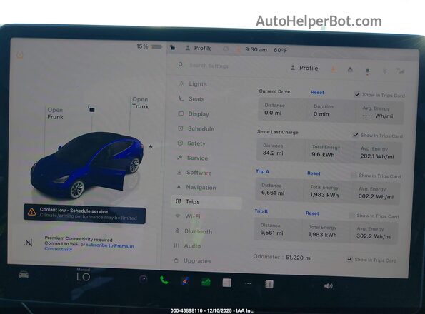 5YJ3E1EB8NF262534 2022 TESLA MODEL 3 Blue 