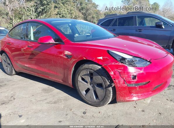 5YJ3E1EB9NF253020 2022 TESLA MODEL 3 Red Front view