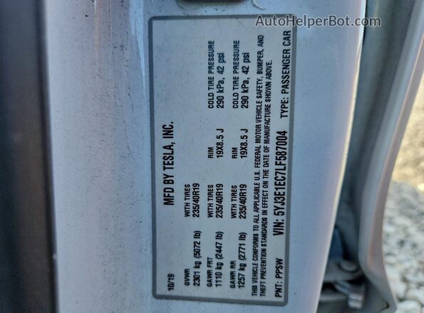 5YJ3E1EC7LF587004 2020 TESLA MODEL Белый Вид подкапотного пространства