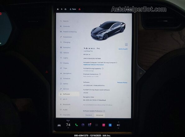 5YJSA1E25LF397488 2020 TESLA MODEL S Gray Vista de los asientos traseros