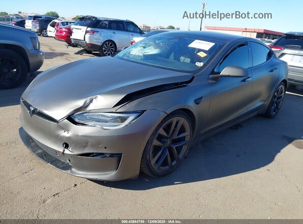 5YJSA1E62MF447669 2021 TESLA MODEL S Серый Вид спереди