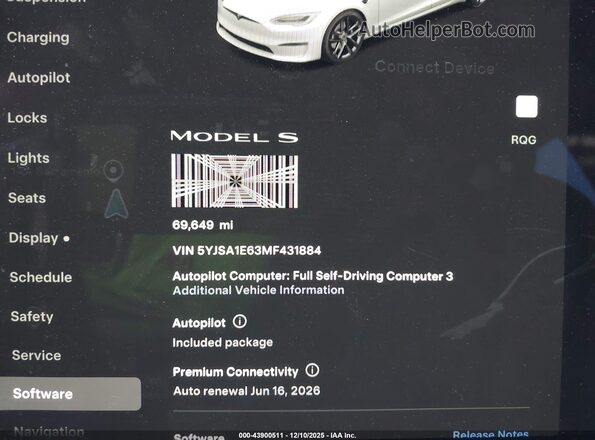 5YJSA1E63MF431884 2021 TESLA MODEL S White Vista de los asientos traseros