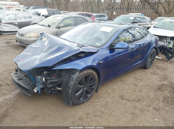 5YJSA1E64MF452906 2021 TESLA MODEL S Blue Передня ліва чверть
