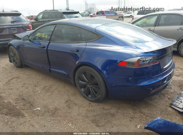 5YJSA1E64MF452906 2021 TESLA MODEL S Blue Задня ліва чверть