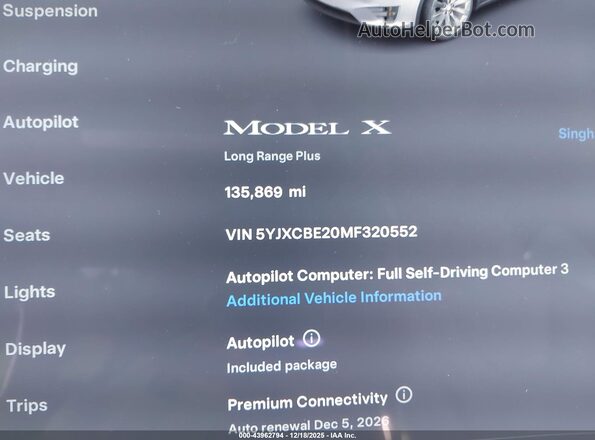 5YJXCBE20MF320552 2021 TESLA MODEL X Black Vista de los asientos traseros