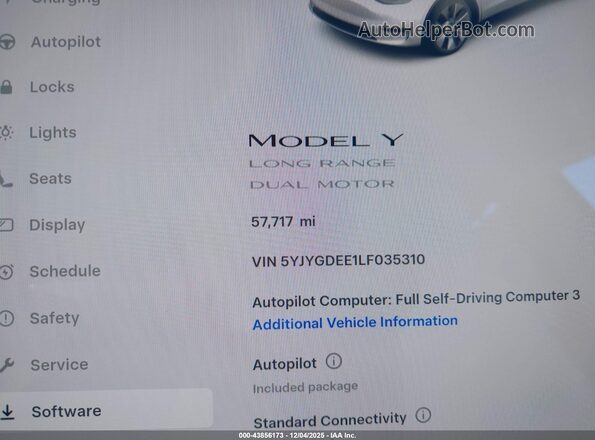5YJYGDEE1LF035310 2020 TESLA MODEL Y White 