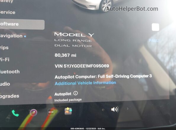 5YJYGDEE1MF095069 2021 TESLA MODEL Y Белый Вид задних сидений