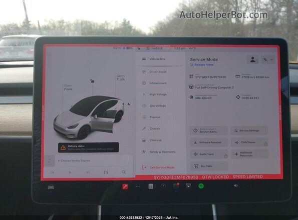 5YJYGDEE3MF076930 2021 TESLA MODEL Y White 