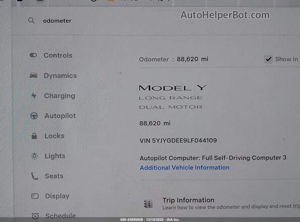 5YJYGDEE9LF044109 2020 TESLA MODEL Y Белый 