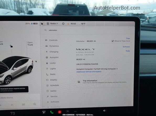 5YJYGDEE9LF044109 2020 TESLA MODEL Y Белый Вид задних сидений