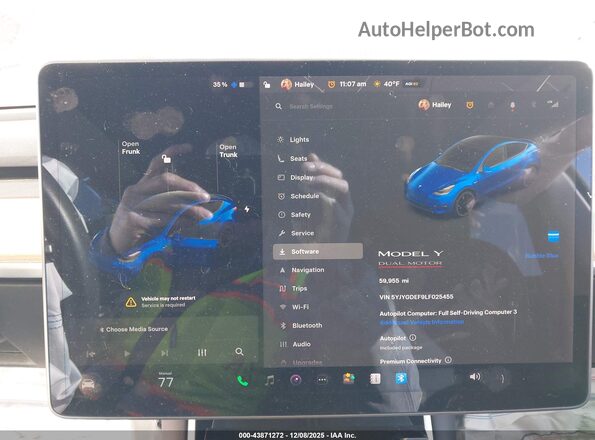 5YJYGDEF9LF025455 2020 TESLA MODEL Y Blue Вид задніх сидінь