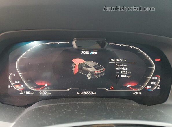 5YMCY0C00N9L87564 2022 BMW X6 Blue Widok zestawu wskaźników