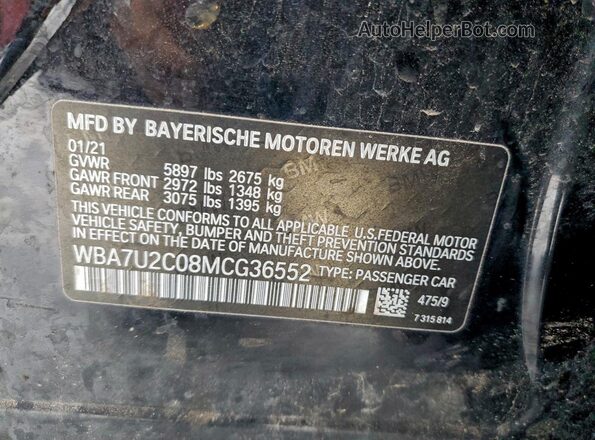 WBA7U2C08MCG36552 2021 BMW 7 SERIES Black VIN sticker view