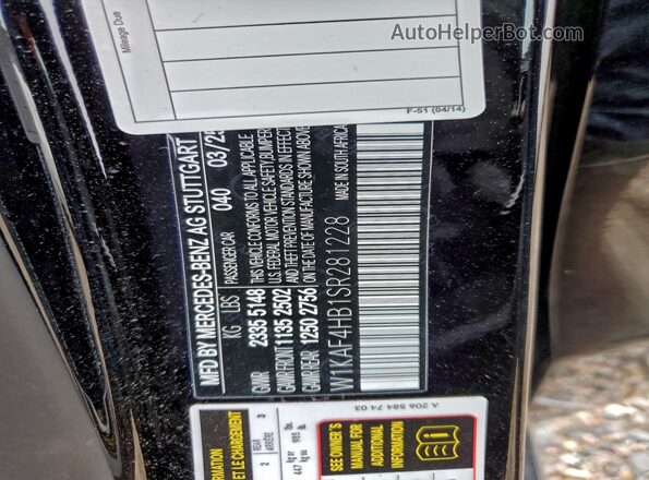 W1KAF4HB1SR281228 2025 MERCEDES-BENZ C Black VIN sticker view