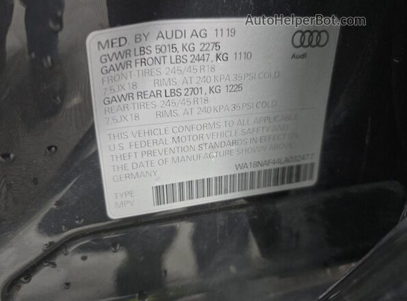 WA18NAF44LA032477 2020 AUDI OTHER Gray Rear interior view