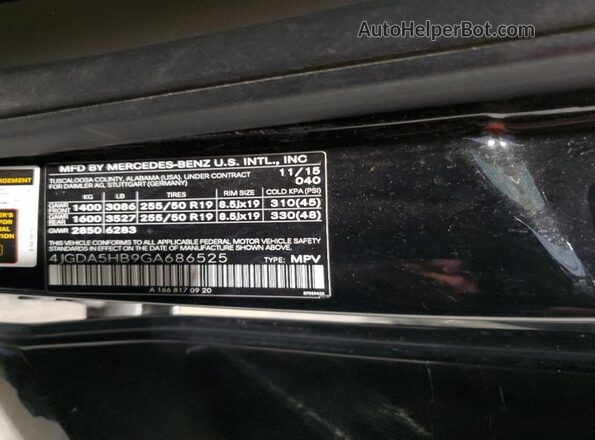 4JGDA5HB9GA686525 2016 MERCEDES-BENZ GLE-CLASS Черный 