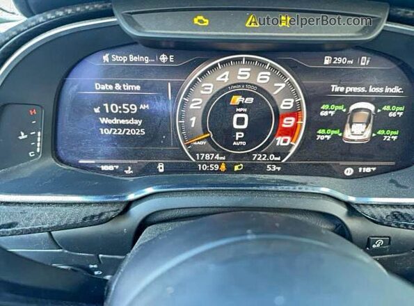 WUA4BCFX5M7901463 2021 AUDI R8 White ხელსაწყოთა პანელის ხედი
