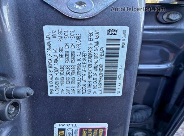 2HKRW2H50NH633061 2022 HONDA CR-V Gray Rear interior view