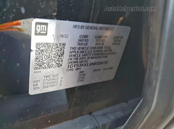 1GYS3KKL4NR336735 2022 CADILLAC ESCALADE Black Սալոնի 360 աստիճան տեսք