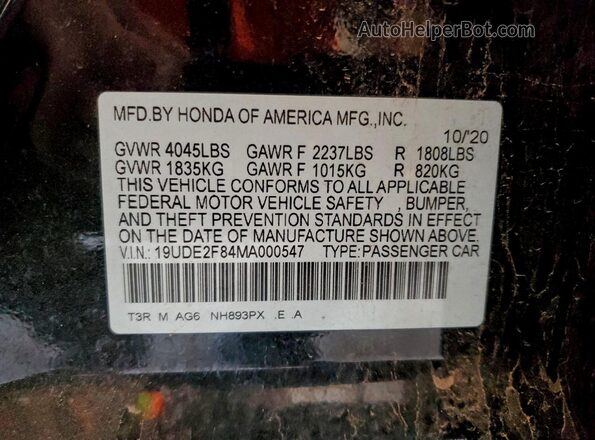 19UDE2F84MA000547 2021 ACURA ILX Black 
