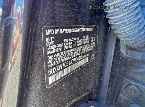 5UXXW7C51J0W64045 2018 BMW X4 Black 
