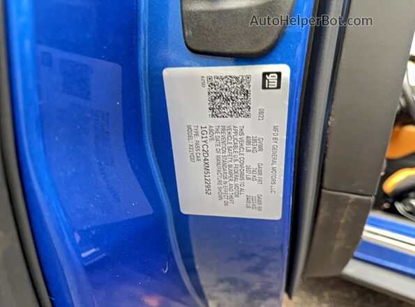 1G1YC2D4XM5122952 2021 CHEVROLET CORVETTE Blue Vista interior trasera