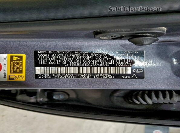JTHKD5BH5G2270898 2016 LEXUS CT Gray VIN կոդի պիտակի տեսք