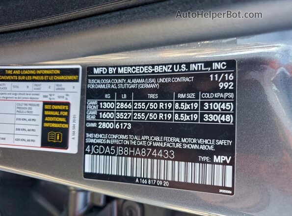 4JGDA5JB8HA874433 2017 MERCEDES-BENZ GLE-CLASS Gray 