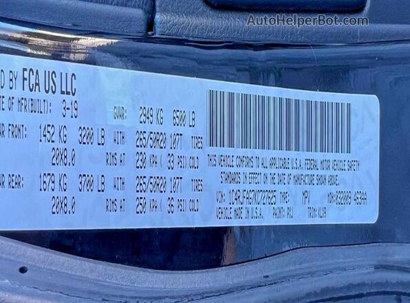 1C4RJFAG7KC727625 2019 JEEP GRAND CHER Black Rear seats view