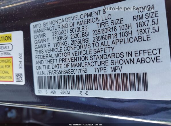 7FARS5H84SE017059 2025 HONDA CR-V Blue Widok komory silnika