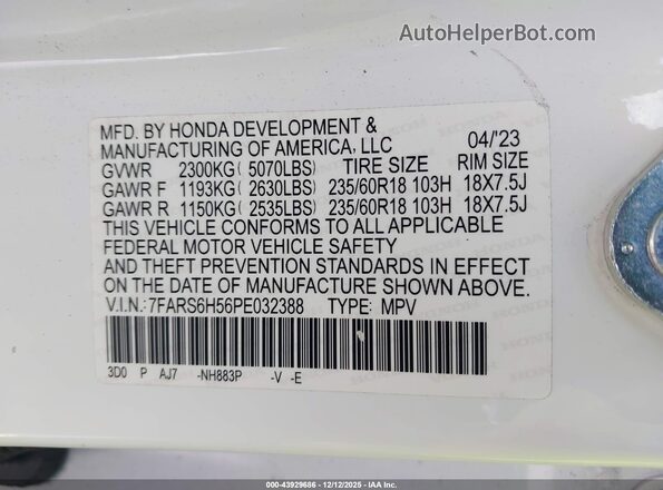 7FARS6H56PE032388 2023 HONDA CR-V White Engine compartment view