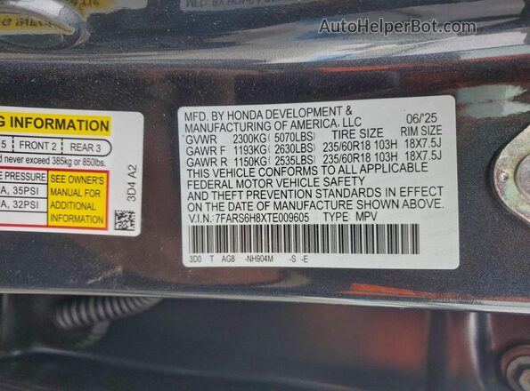 7FARS6H8XTE009605 2026 HONDA CR-V Серый 