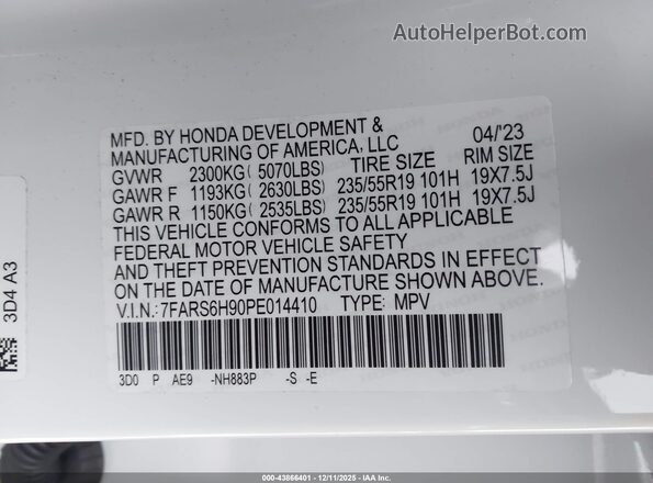 7FARS6H90PE014410 2023 HONDA CR-V White Engine compartment view