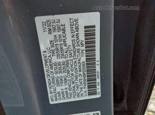 7FARS6H98PE000805 2023 HONDA CR-V Silver VIN կոդի պիտակի տեսք