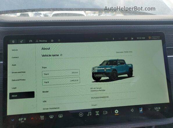7FCTGAAA3PN023740 2023 RIVIAN R1T Blue Вид щитка приладів