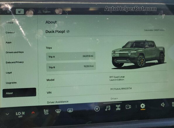 7FCTGAAL9RN031734 2024 RIVIAN R1T Green Widok zestawu wskaźników
